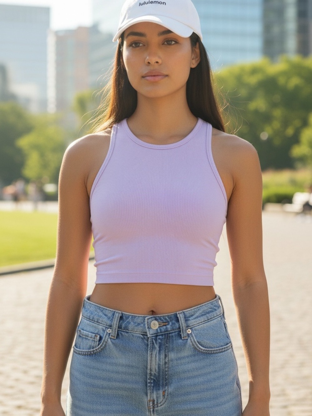 Lululemon Ebb to Street Cropped Racerback Tank Top Dilute Wash Iced Violet